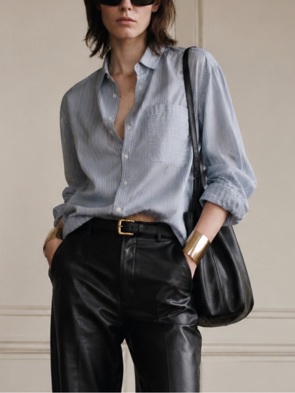REITMANS - Cotton mix Poplin Boyfriend Button Down Shirt - Size XL